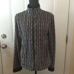 Coral Bay black and white zip front fleece jacket